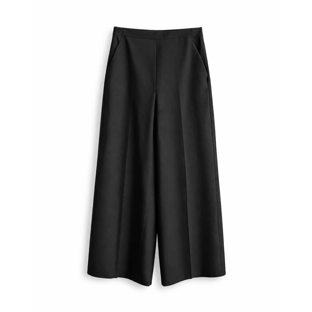 Zara Basic Black Wide Leg High Rise Pants Women's XS Pockets Stretch Trouser
